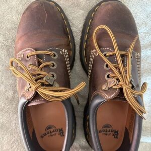 Dr. Martens Brown Lace Up Boots with Yellow Laces